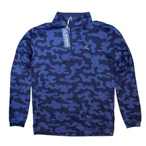 Rhoback Navy Blue Camo Scope Performance Q-Zip Quarter-Zip Golf NWT